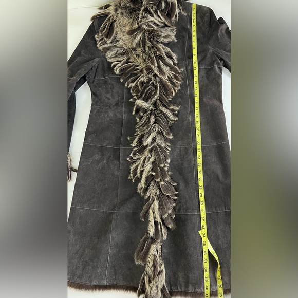 Raffaelo Leather Suede Coat with Fur Trim - Picture 13 of 14